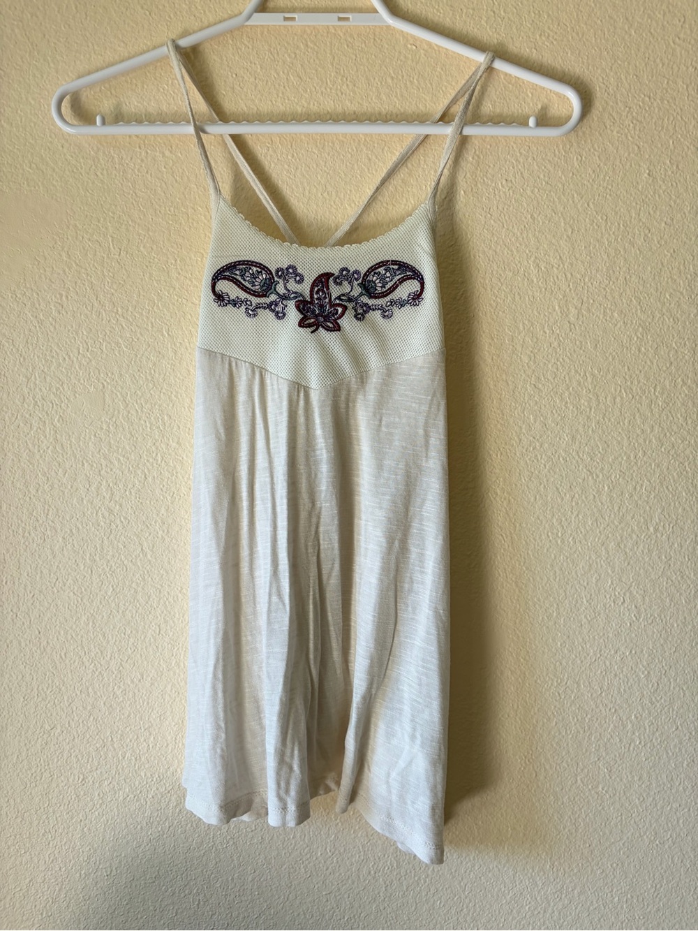 Harlow Y2K Paisley Embroidered Flowy Cami Tank Top Boho Fairycore Cottagecore - Picture 2 of 8